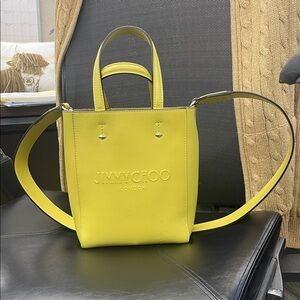 Jimmy Choo Yellow Lenny Leather Logo Tote Crossbody